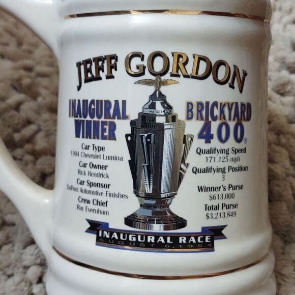Jeff Gordon Inaugural Brickyard 400 Race Winner Beer Stein with Stats‎ - Picture 4 of 6